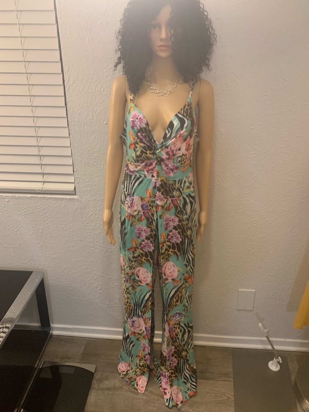 VENUS Floral Multicolored Sleeveless Wide-Leg Jumpsuit with Animal Print